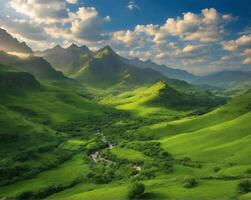 Grün natürlich Landschaft atemberaubend foto