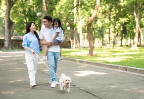 Foto von jung asiatisch Familie beim Park