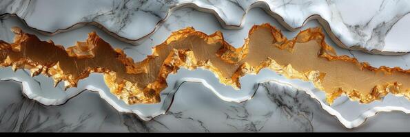 detailliert Aussicht von ein Marmor Mauer geschmückt mit Gold vereiteln Akzente foto