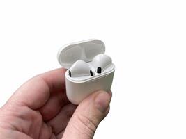 tragbar Kopfhörer zum Hören zu Musik- auf Gadgets foto