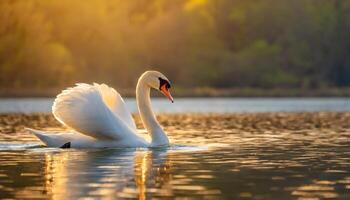 Schwan unter golden Stunde foto