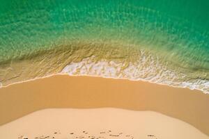 Horizont Oase Antenne Gelassenheit erfasst schön Strand Sand von über, ein still Tapisserie von Küsten Schönheit foto