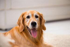 Erfassen das herzerwärmend Ausdruck von ein schön golden Retriever Hund, ein Bild von bedingungslos Liebe und froh Gesellschaft foto