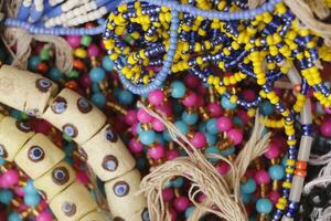 Glas Perlen zum Schmuck, im Benin meistens benutzt zum Voodoo Rituale foto