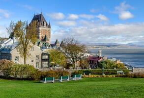 Aussicht von Oberer, höher Stadt, Dorf von alt Quebec Stadt im Quebec, Kanada foto