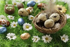Ostern Schokolade Eier bunt eingewickelt im vereiteln foto
