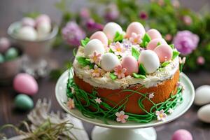 bunt dekoriert Ostern Kuchen foto