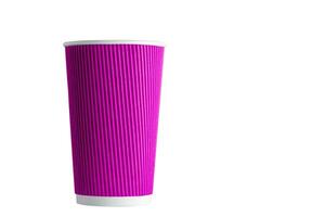 schön Karton Glas von violett Farbe auf ein Weiß Hintergrund foto