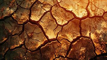 global Erwärmen Konzept. tot Baum unter heiß Sonnenuntergang Dürre geknackt Wüste Landschaft foto