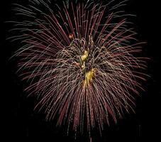 bunt Feier Feuerwerk isoliert auf ein schwarz Himmel Hintergrund. foto