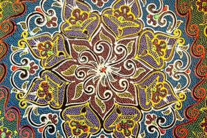 Arabisch gemalt Keramik Platten abstrakt Hintergrund. foto