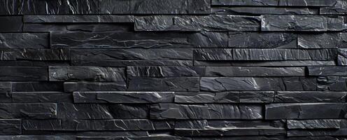schwarz Stein Mauer Verkleidung Textur foto