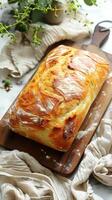 frisch gebacken golden Brot Laib foto
