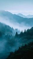 mystisch Berg Nebel und Wald foto