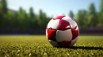 Fußball Ball auf Gras Feld oder Stadion foto