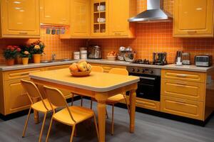 modern Gelb Küche beim Zuhause Design Ideen Fachmann Werbung Fotografie foto