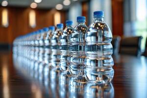 Mineral Wasser Flaschen auf das Tabelle Fachmann Werbung Essen Fotografie foto