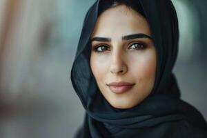 arabisch Frauen im Hijab Porträts zum Geschäft. foto
