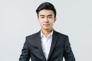 jung asiatisch Geschäftsmann isoliert auf Weiß Hintergrund. foto