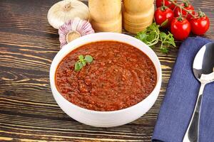 Spanisch traditionell Gazpacho Tomate Suppe foto