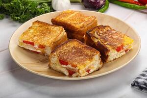 heiß Sandwich Käse und Tomate foto