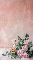 Sanft Blumen- Eleganz auf Pastell- Hintergrund foto