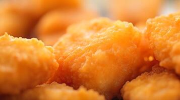 extrem Nahansicht von lecker Nuggets. Essen Fotografie foto