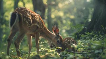 Tierwelt Hirsch Trinken von Wald Fluss, still Natur Szene foto