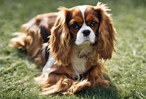 ein Aussicht von ein Kavalier König Charles Spaniel foto