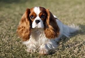 ein Aussicht von ein Kavalier König Charles Spaniel foto