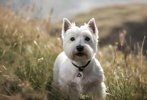 ein Aussicht von ein Westen Hochland Terrier foto