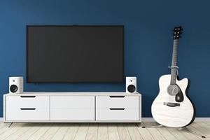 Mock-up-TV-Schrank im Zen-modernen leeren Raum janapese minimale Designs, 3D-Rendering