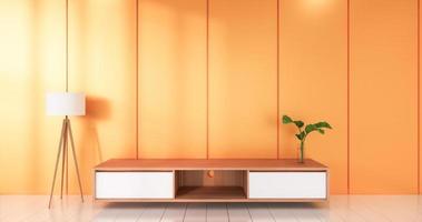 orange zimmer weißer boden minimalistisches japanisches wohnzimmer. 3D-Rendering foto