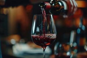 Gießen Wein in ein Weinglas foto