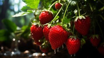 Erdbeeren auf das Feld, Nahaufnahme, flach Tiefe von Feld foto