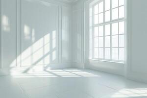 ai generiert hoch Auflösung Weiß Zimmer mit Fenster Design Konzept. foto