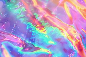 ai generiert 80er Jahre Stil holographisch Hintergrund mit Neon- Farben und Kratzer. foto