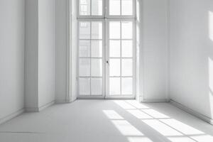 ai generiert hoch Auflösung Weiß Zimmer mit Fenster foto