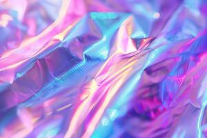 ai generiert abstrakt holographisch vereiteln Textur mit Regenbogen Farben zum Cyberpunk Mauer. foto