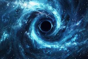 ai generiert schwarz Loch. abstrakt Raum Hintergrund. Universum gefüllt mit Sterne foto