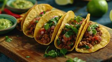 ai generiert frisch Mexikaner Tacos und Zutaten. foto