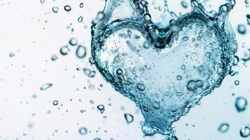 ai generiert Herz von Wasser Spritzen mit Luftblasen isoliert auf Weiß Wasser Spritzen foto