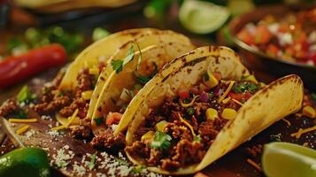 ai generiert Mexikaner Tacos mit Rindfleisch foto