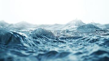 ai generiert Wasser Welle Nahansicht von Wasser Wellen isoliert auf Weiß foto