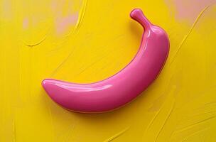 Rosa Banane auf texturiert Gelb foto