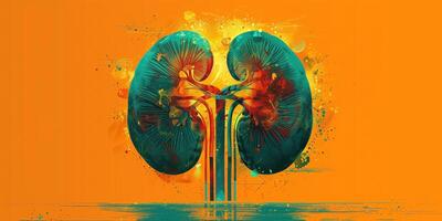 ai generiert Illustration von Mensch Niere Organe im Kunst Stil zum medizinisch Themen foto