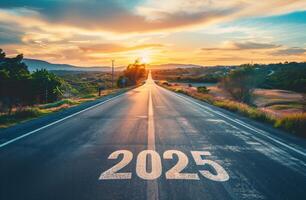 ai generiert Konzept Thema von Zukunft Pfad und Erfolg im Leben und Geschäft im das Neu Jahr 2025 foto