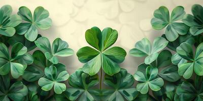 ai generiert Kleeblatt Pflanze ist ein irisch Symbol von gut Glück zum st. Patrick's Tag foto