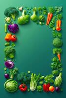 ein Grün Kreis mit Gemüse und Früchte auf es foto