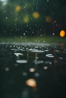 Hintergrund von Regen auf verschwommen Bokeh foto